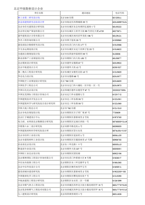 北京甲级勘察设计企业