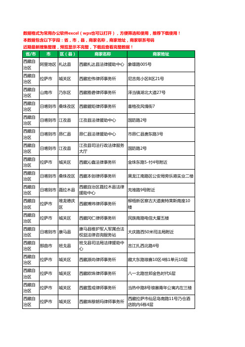 2020新版西藏自治区律师工商企业公司商家名录名单黄页联系电话号码地址大全56家