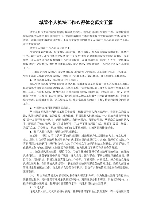 城管个人执法工作心得体会范文五篇