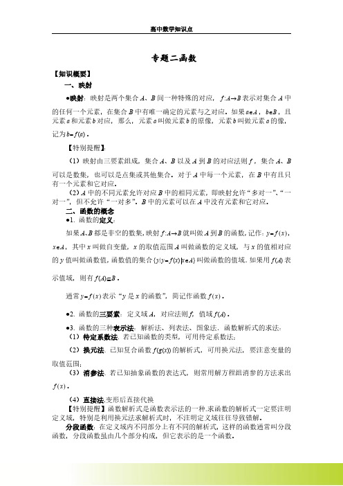 高中数学知识点函数与导数知识点