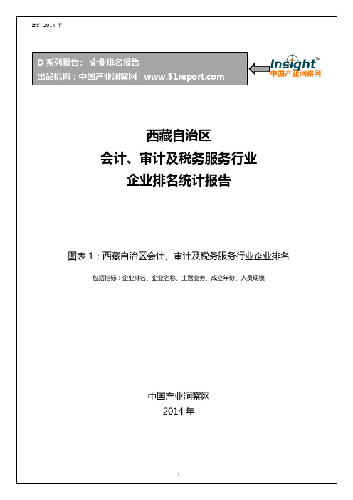 西藏自治区会计、审计及税务服务行业企业排名统计报告