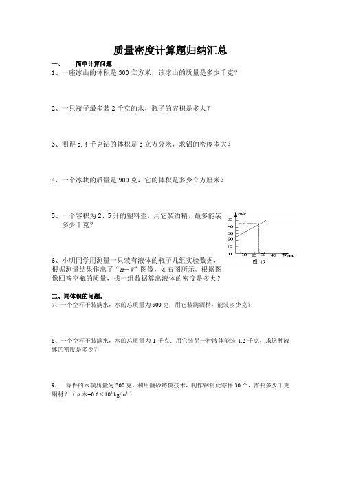 质量密度经典计算题