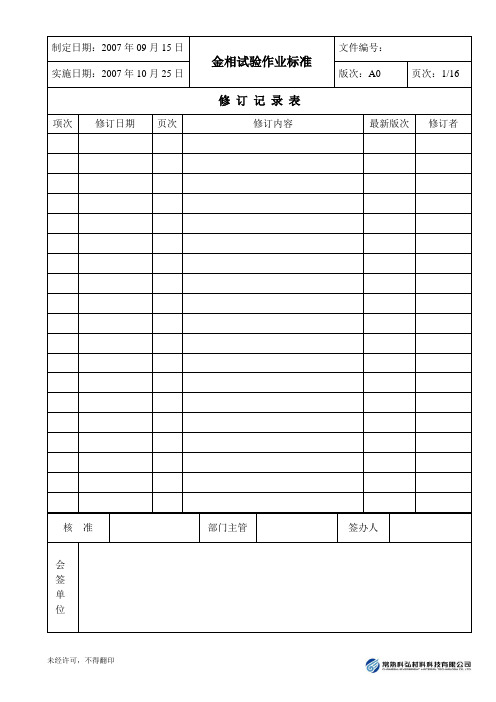 金相试验作业标准