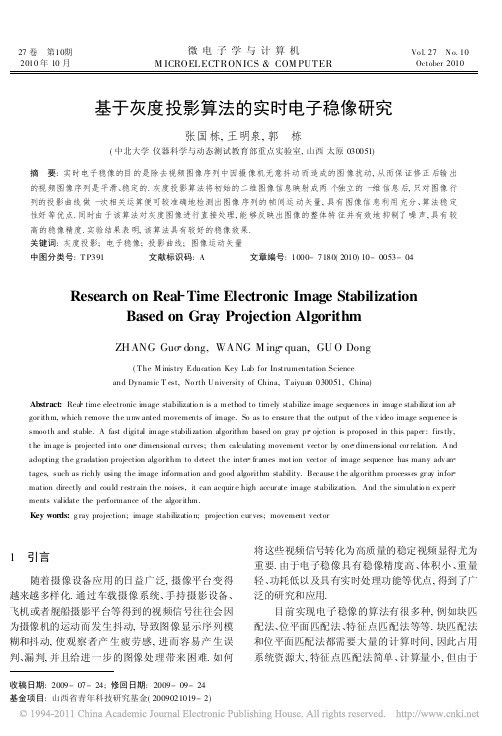 基于灰度投影算法的实时电子稳像研究