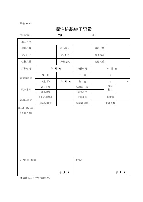 灌注桩基施工记录(最新)