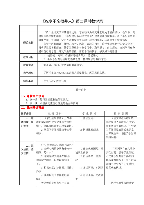 1下9《吃水不忘挖井人》第二课时课案