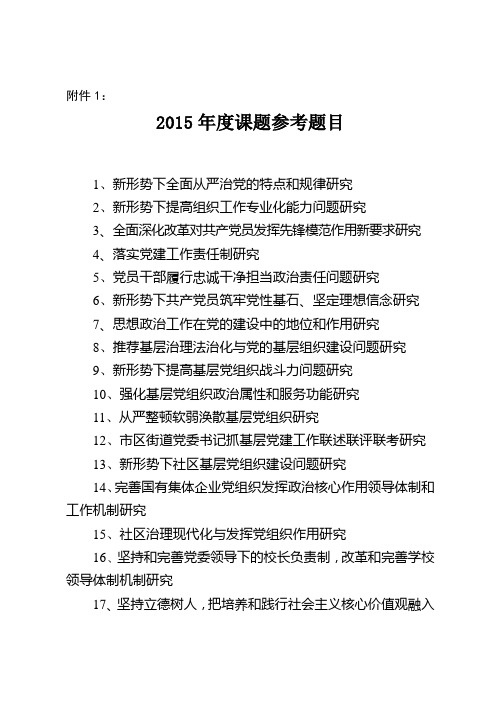 2015年度党建研究会课题