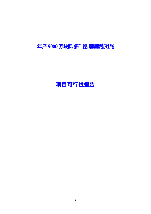 年产9000万块页岩、煤矸石、淤泥、建筑垃圾烧结空心砖生产线项目可行性报告