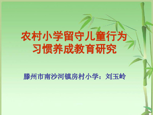 农村小学留守儿童行为习惯养成教育研究