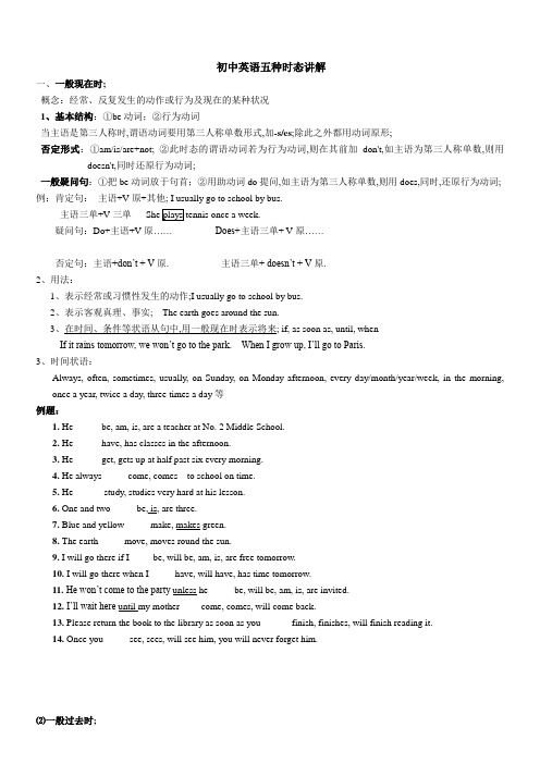 初中英语五种时态讲解