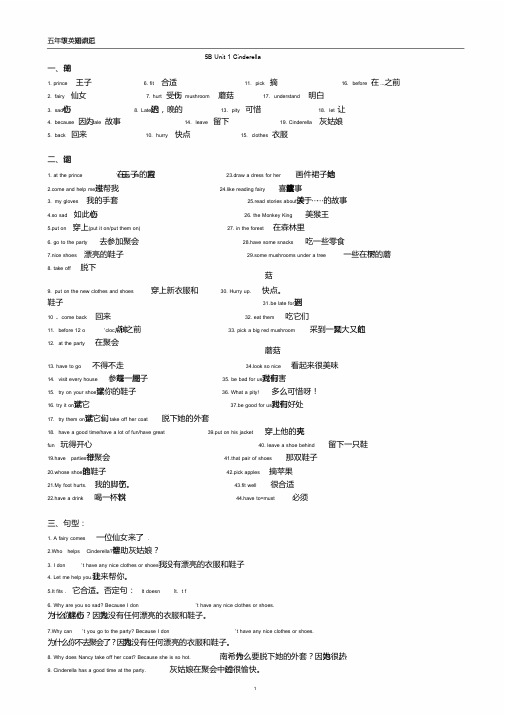 苏教版小学英语五年级下册知识点