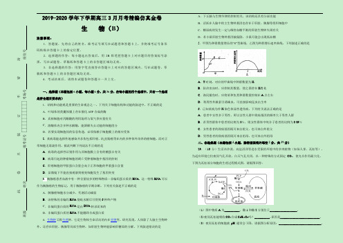 2019-2020学年下学期高三3月月考精编仿真金卷 生物(B卷)