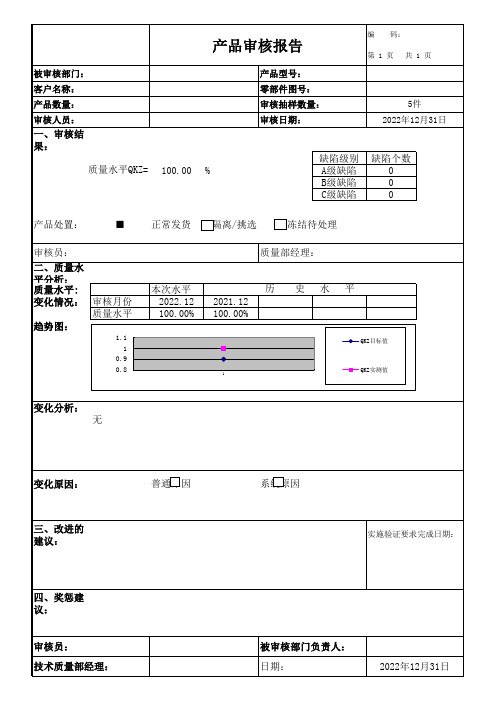 产品审核报告