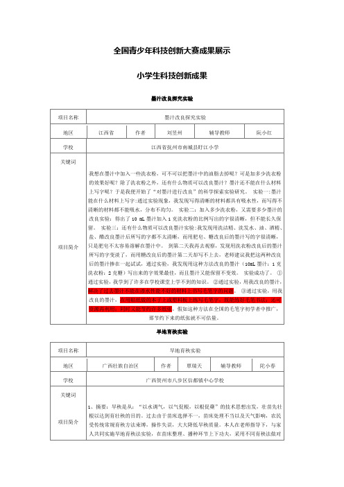 全国青少年科技创新大赛成果展示