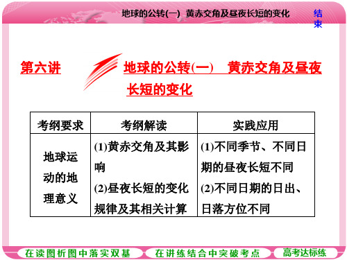 第六讲 ？地球的公转(一) ？黄赤交角及昼夜长短的变化