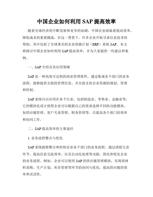 中国企业如何利用SAP提高效率