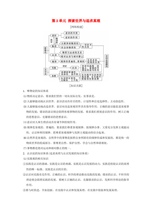 2019版高考政治一轮复习第2单元探索世界与追求真理单元综合提升教师用书新人教版必修4