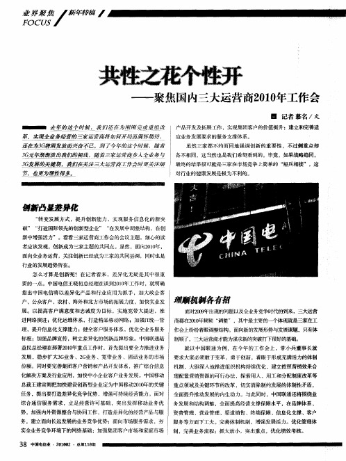 共性之花个性开——聚焦国内三大运营商2010年工作会