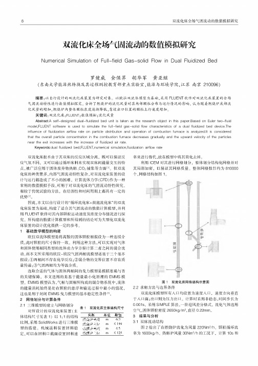 双流化床全场气固流动的数值模拟研究