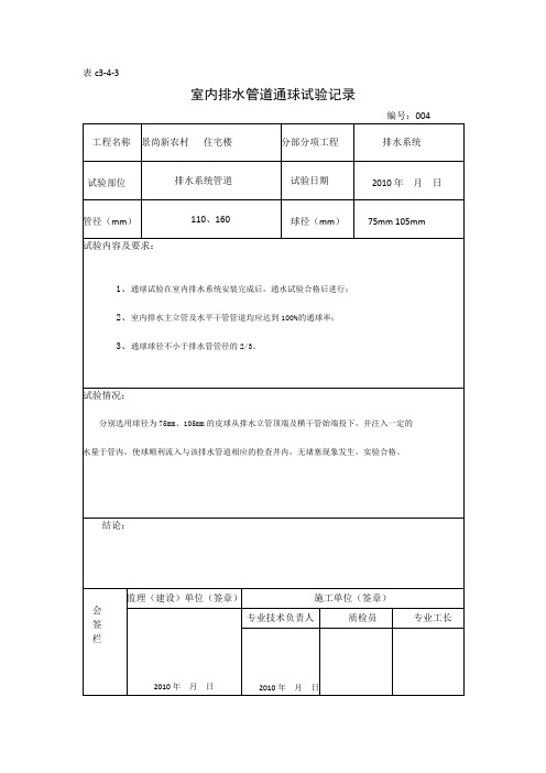 试验(水、电)记录