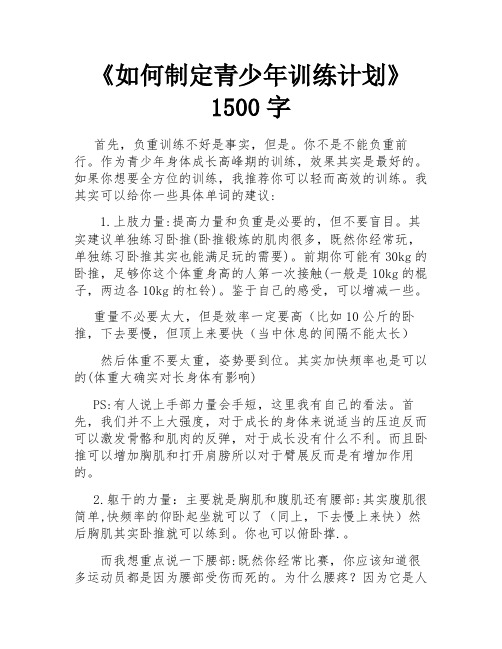 《如何制定青少年训练计划》1500字