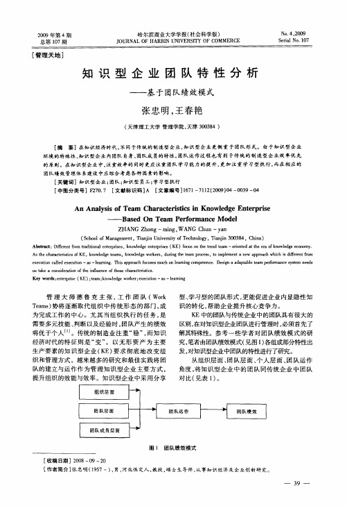 知识型企业团队特性分析——基于团队绩效模式