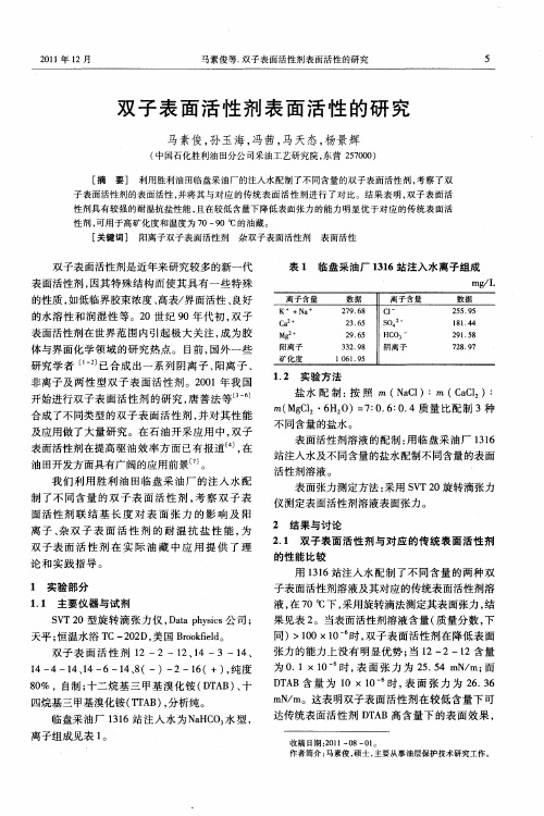 双子表面活性剂表面活性的研究