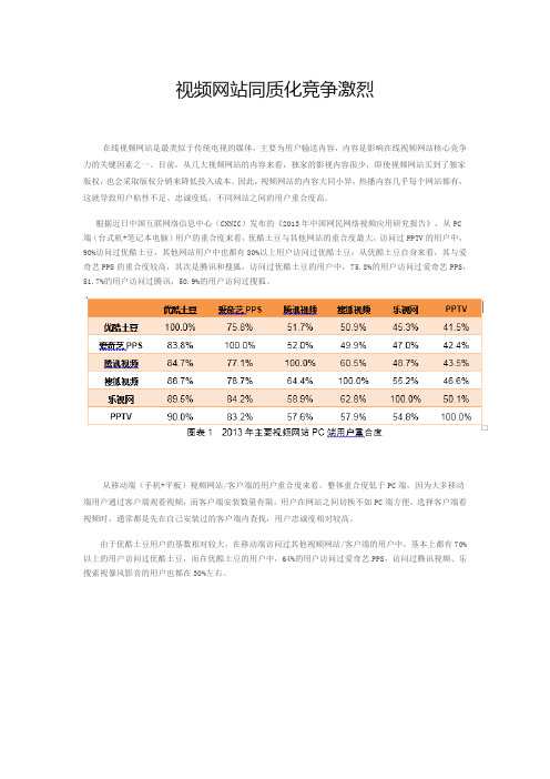 视频网站同质化竞争激烈