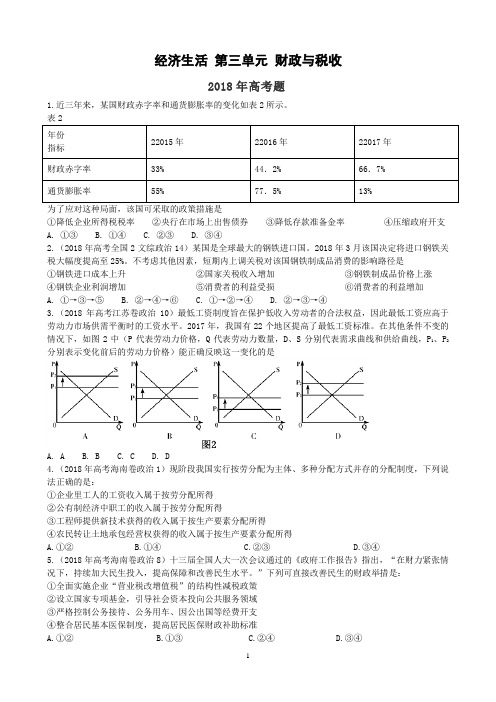 经济生活 第三单元 财政与税收