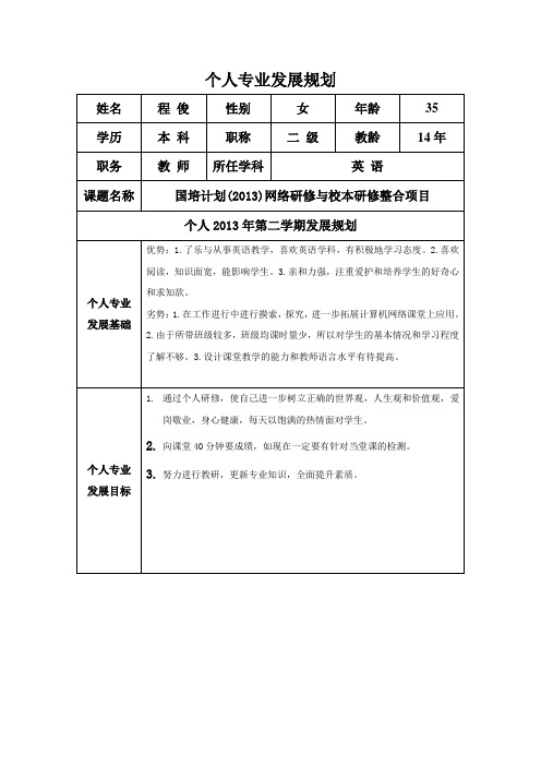 个人专业发展规划(程俊)