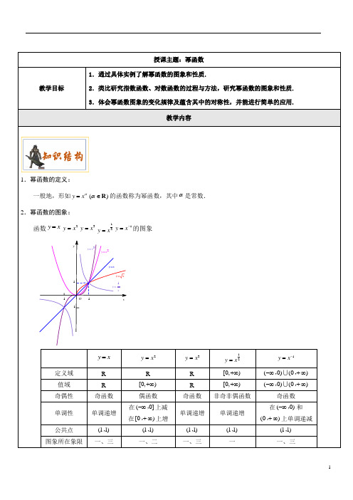 3.4幂函数的图像及其性质