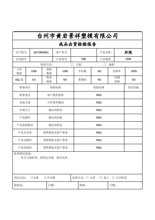 成品出货检验报告