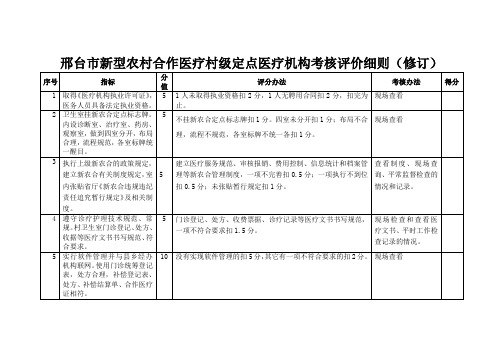 邢台市新型农村合作医疗村级定点医疗机构考核评价细则