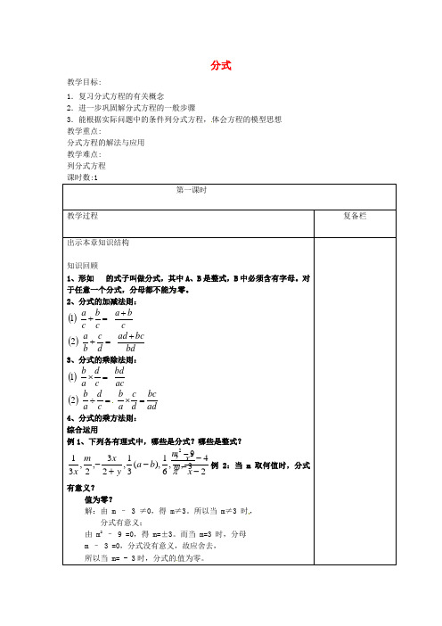 最新八年级下册数学《10.0第10章 分式》教案 (5)