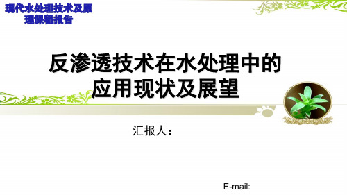 反渗透技术在水处处理中的应用及展望