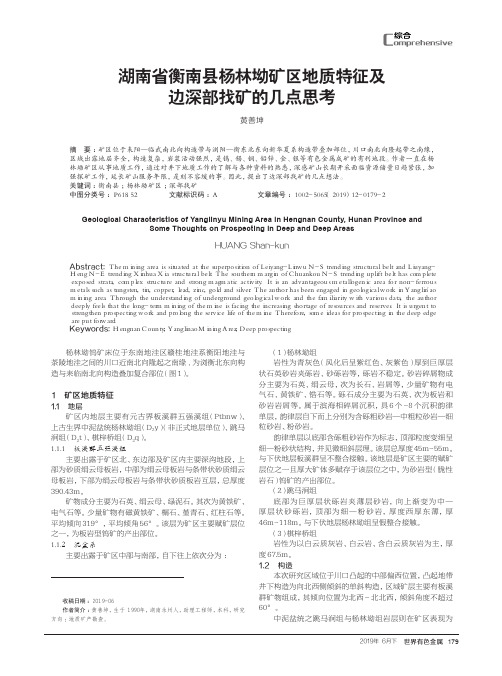 湖南省衡南县杨林坳矿区地质特征及边深部找矿的几点思考