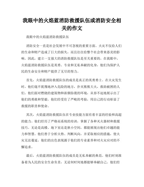 我眼中的火焰蓝消防救援队伍或消防安全相关的作文