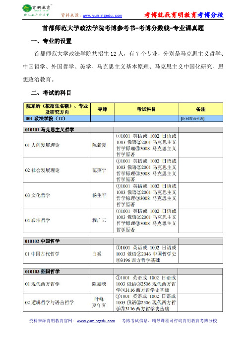 首都师范大学政法学院考博参考书-考博分数线-专业课真题