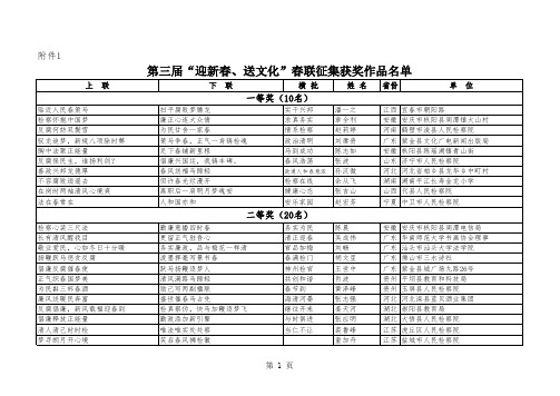 2013年12月第三届“迎新春、送文化”春联征集【纪念奖】