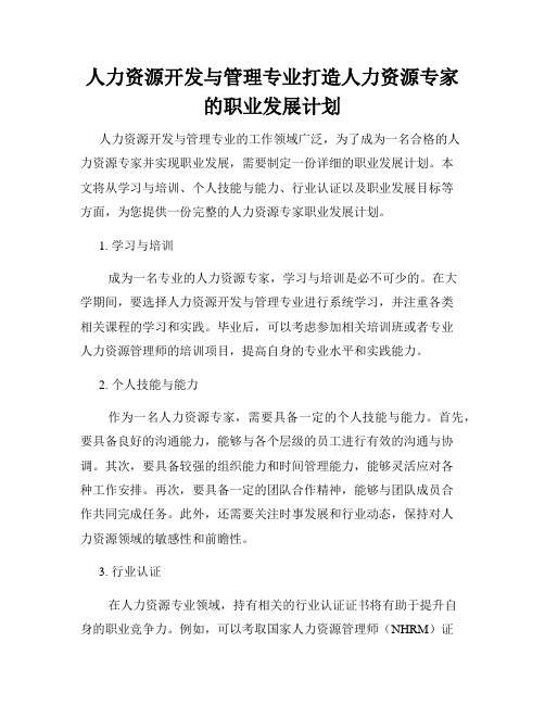 人力资源开发与管理专业打造人力资源专家的职业发展计划