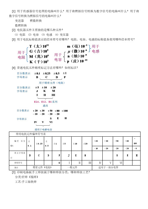 电子工程设计1笔试复习提纲A