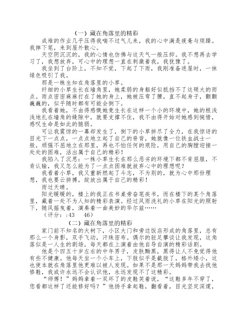 2016年教管中心中考网上模拟高分作文 辑选