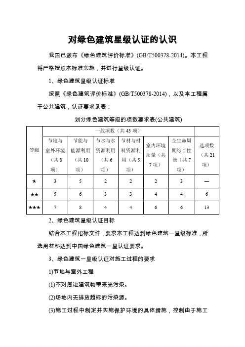 对绿色建筑星级认证的认识