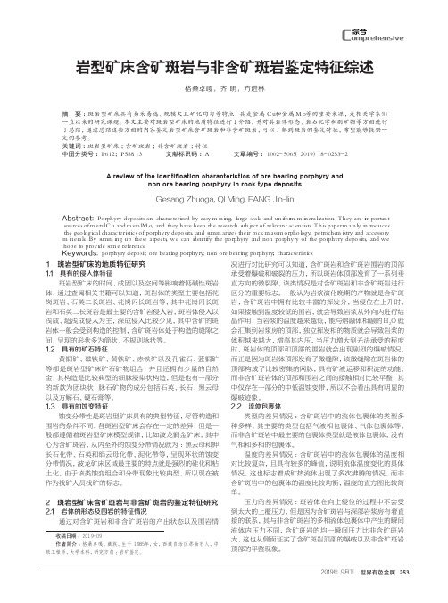 岩型矿床含矿斑岩与非含矿斑岩鉴定特征综述