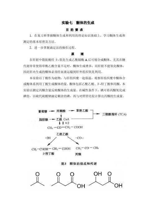 生化实验七  酮体的生成与测定