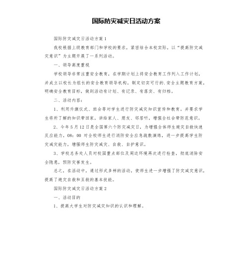 国际防灾减灾日活动方案