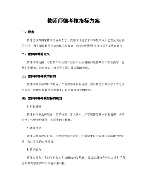 教师师德考核指标方案