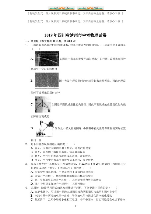 2019年四川省泸州市中考物理试卷(解析版)#.docx