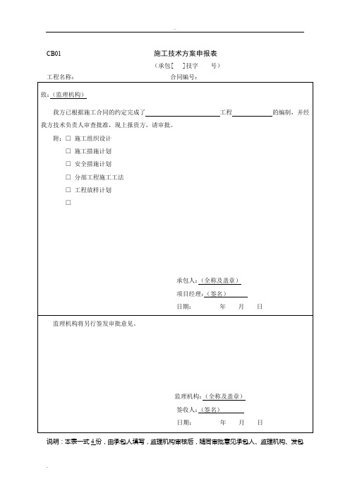 CB常用表格