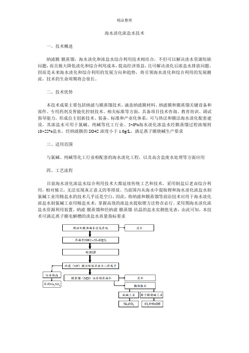 海水淡化浓盐水技术